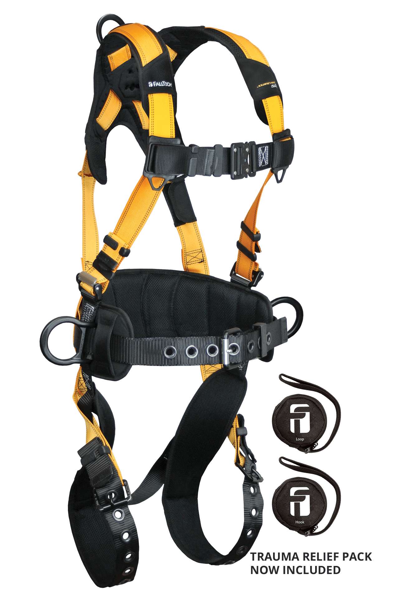 Journeyman Flex® Aluminum 3D Construction Belted Full Body Harness, Tongue Buckle Leg Adjustment