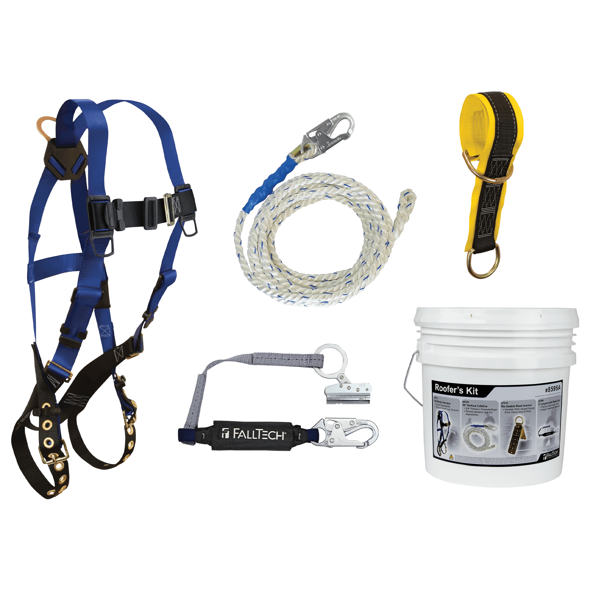 Roofer's Kit with 6' Pass-trough Anchor and Trailing Rope Adjuster